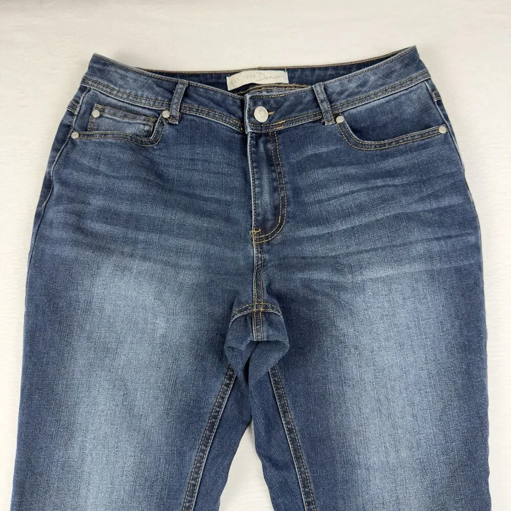 Cato High Rise Jeans Lace up Hem Women's 10 Petite (30x27 Fit) Dark Blue Denim - Picture 4 of 15